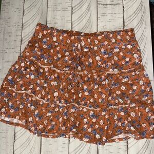 Floral Orange Mini Skirt